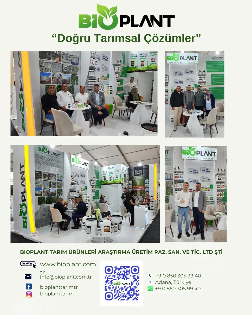 Bioplant fuar standı — uluslararası ziyaretçilerle